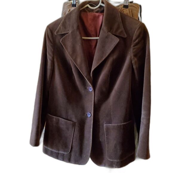 Velvetty Brown Vintage Eastex Cotton Blazer Jacket, Made in England. Size 33 M - Picture 5 of 14